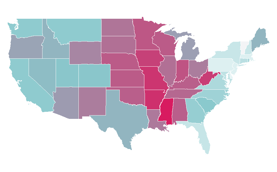 Affinity by region — Submarine sandwich, United States