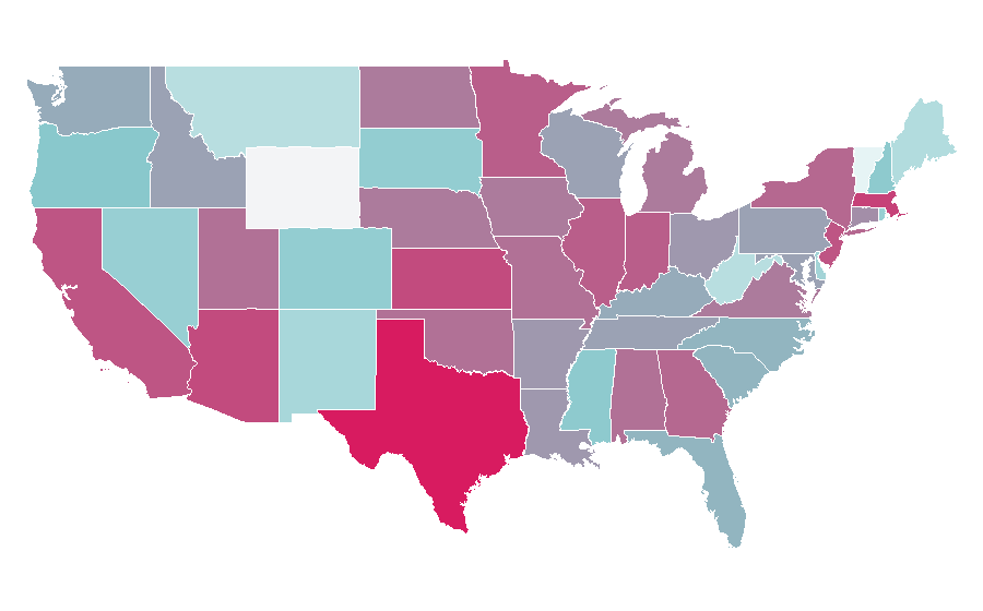 Affinity by region — Suits (TV series), United States