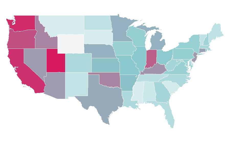 Affinity by region — Super Smash Bros. Melee, United States