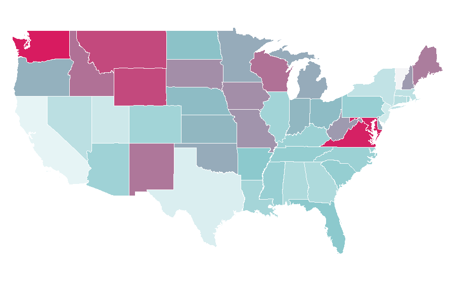 Affinity by region — Supreme Court of the United States, United States