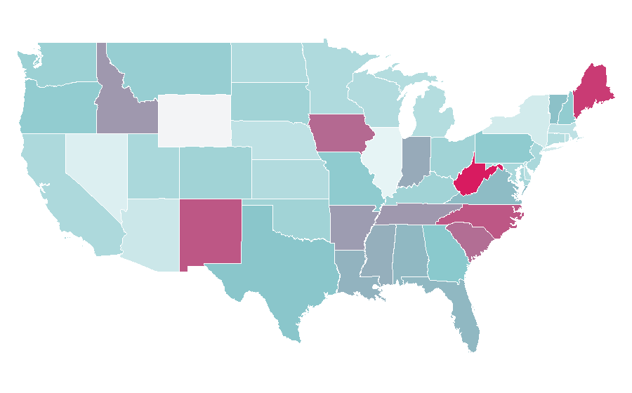 Affinity by region — Surveying, United States