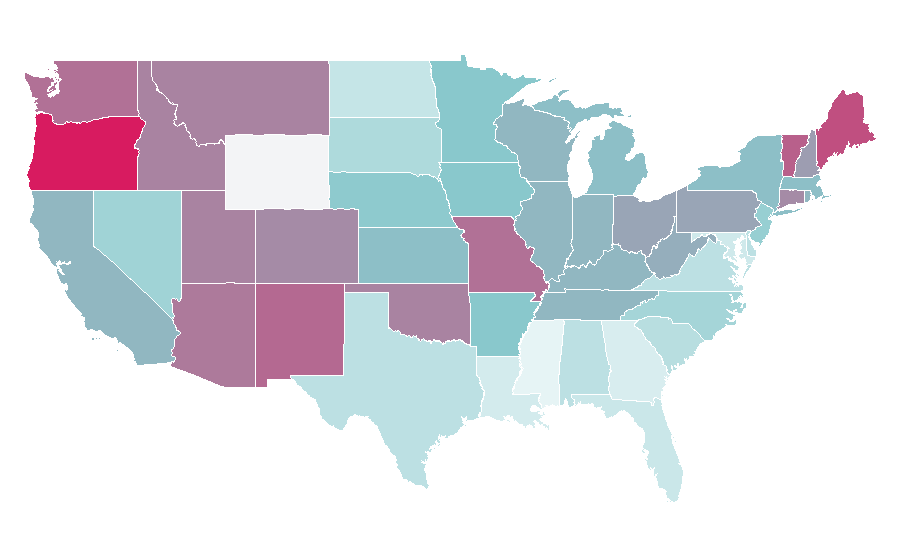 Affinity by region — Susan Sarandon, United States