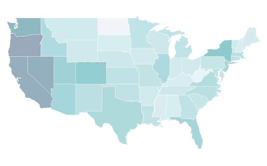 Afinidad por región — Sushi, Estados Unidos
