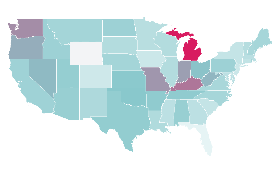 Affinity by region — Tally Hall, United States
