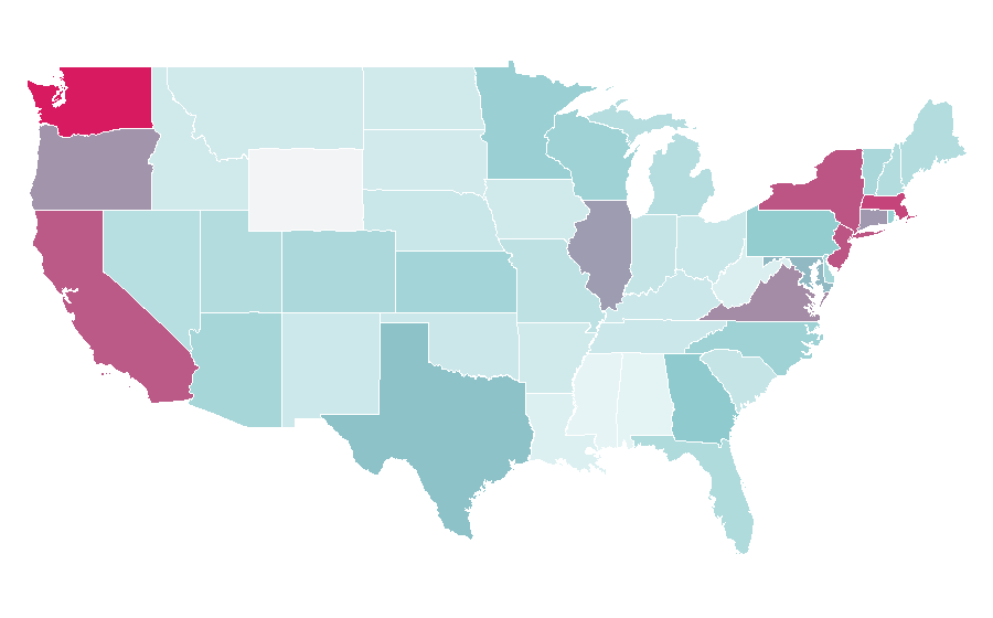 Affinity by region — Tamil language, United States