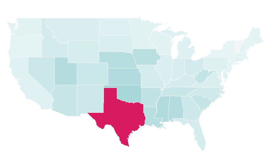 Affinity by region — TCU Horned Frogs football, United States
