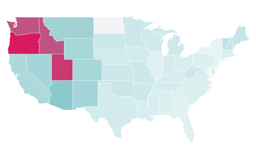 Affinity by region — Teardrop trailer, United States