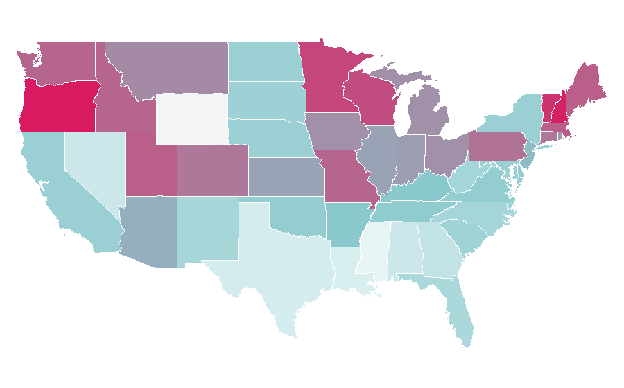 Affinity by region — Ted Danson, United States