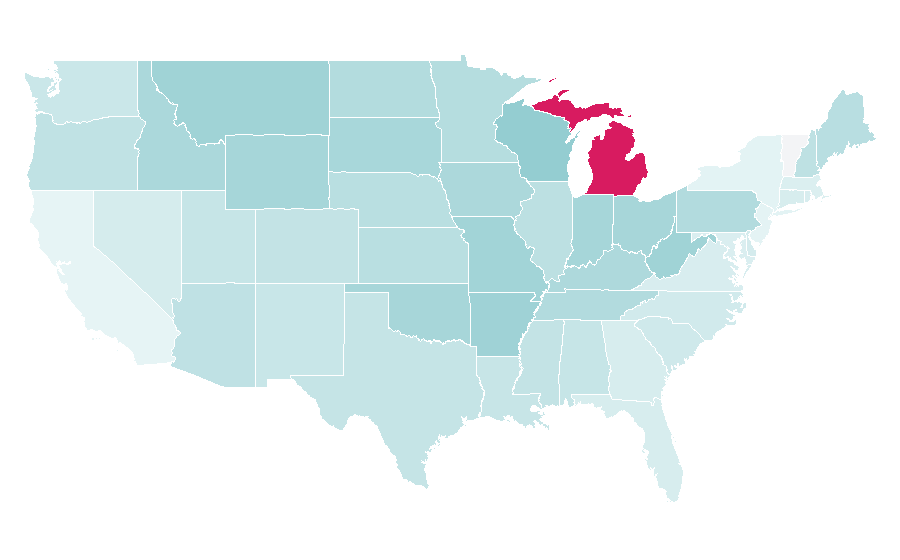 Affinity by region — Ted Nugent, United States