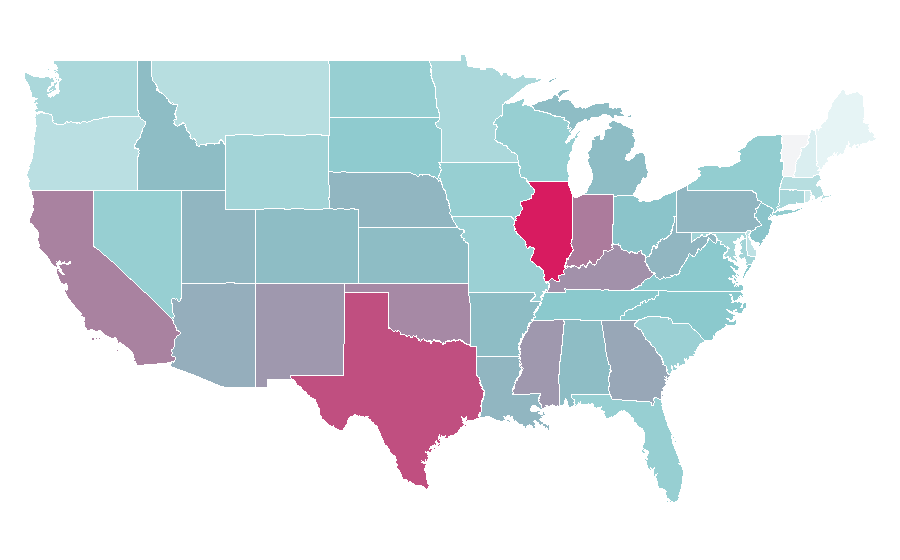 Afinidad por región — Teddy bear, Estados Unidos