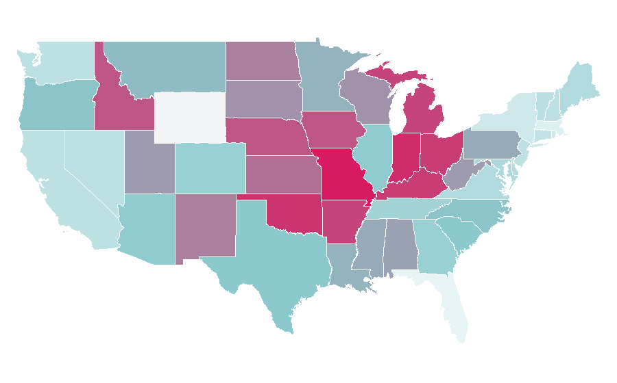 Affinity by region — Teenage Mutant Ninja Turtles (1990 film), United States