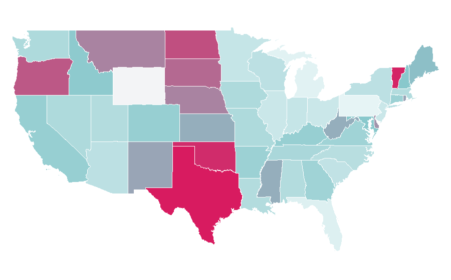 Affinity by region — Telecommunications engineering, United States