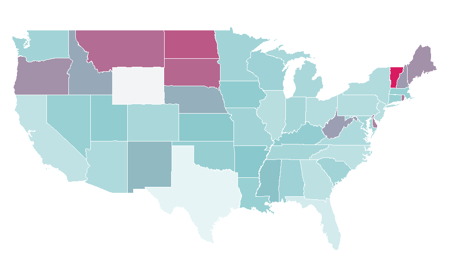 Affinité par région — Television comedy, États-Unis