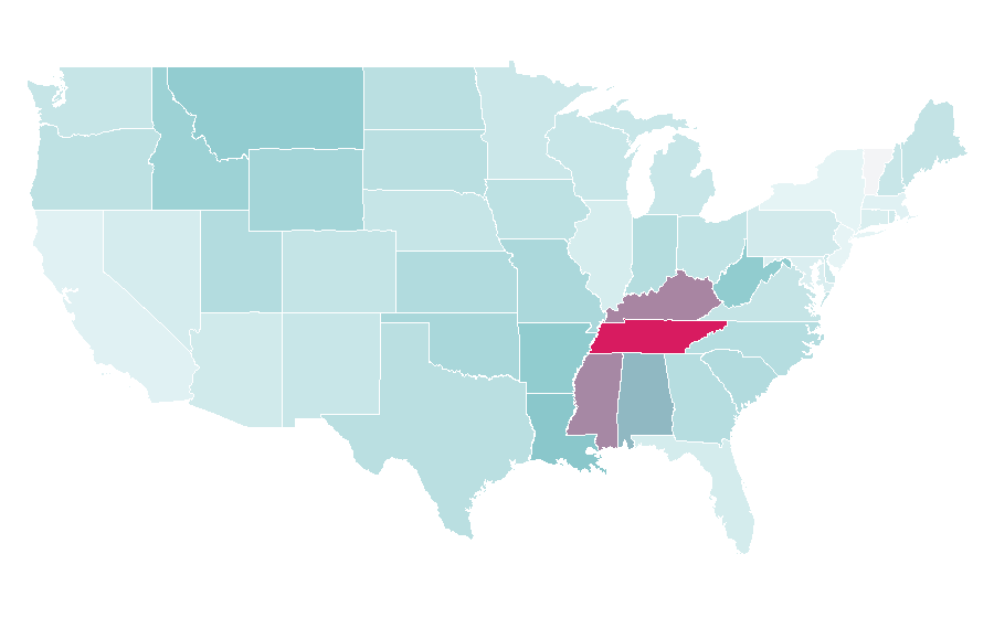 Affinity by region — Tennessee Walking Horse, United States
