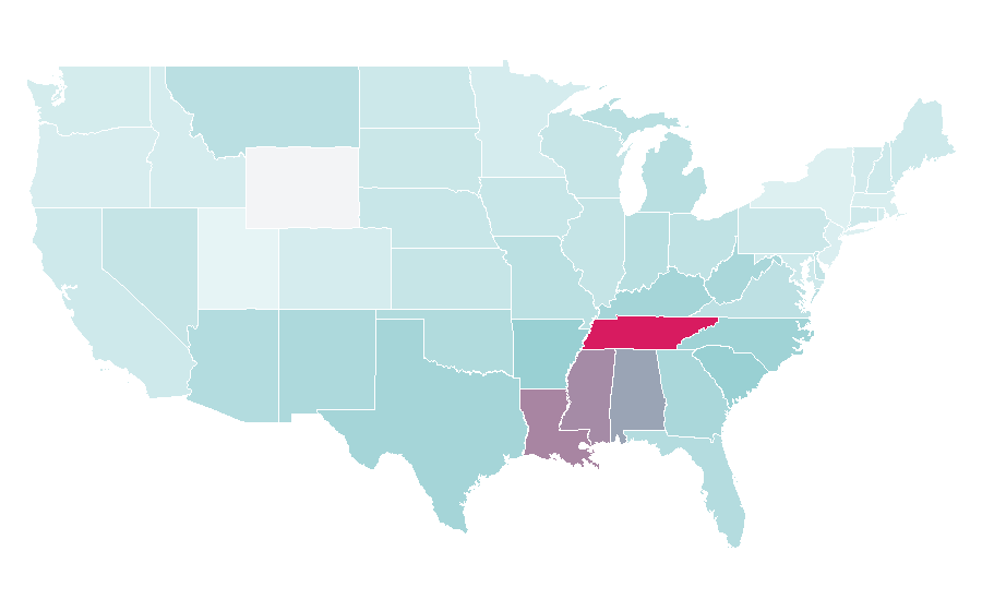 Affinity by region — Tennessee whiskey, United States