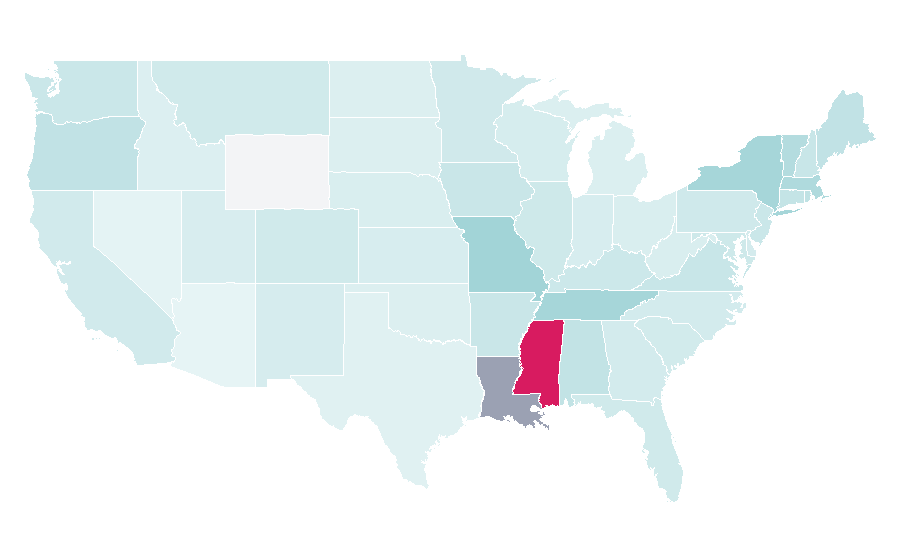Affinity by region — Tennessee Williams, United States