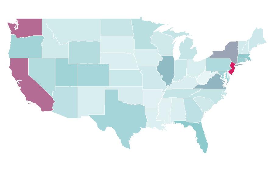 Affinity by region — Tennis court, United States