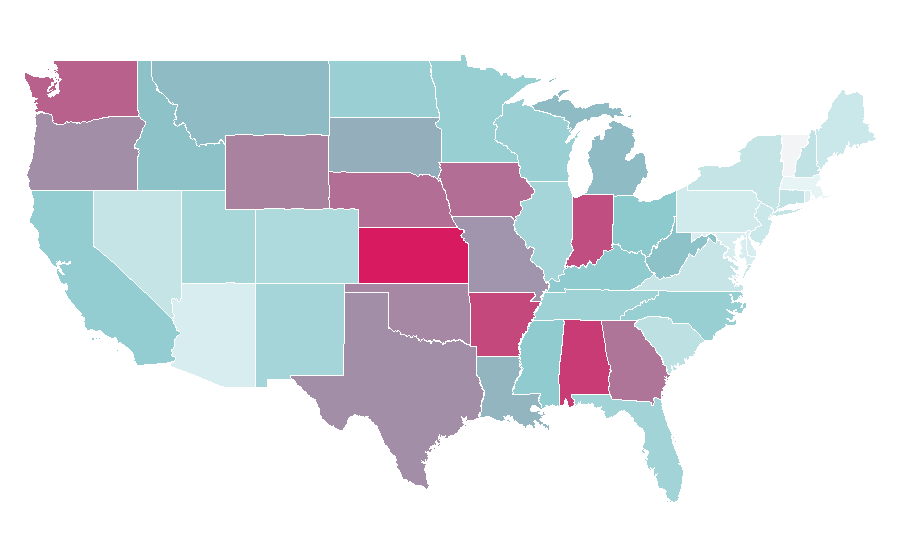 Affinity by region — Tenor saxophone, United States