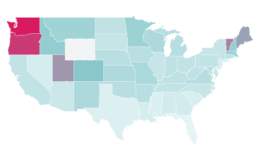 Affinity by region — Terry Pratchett, United States