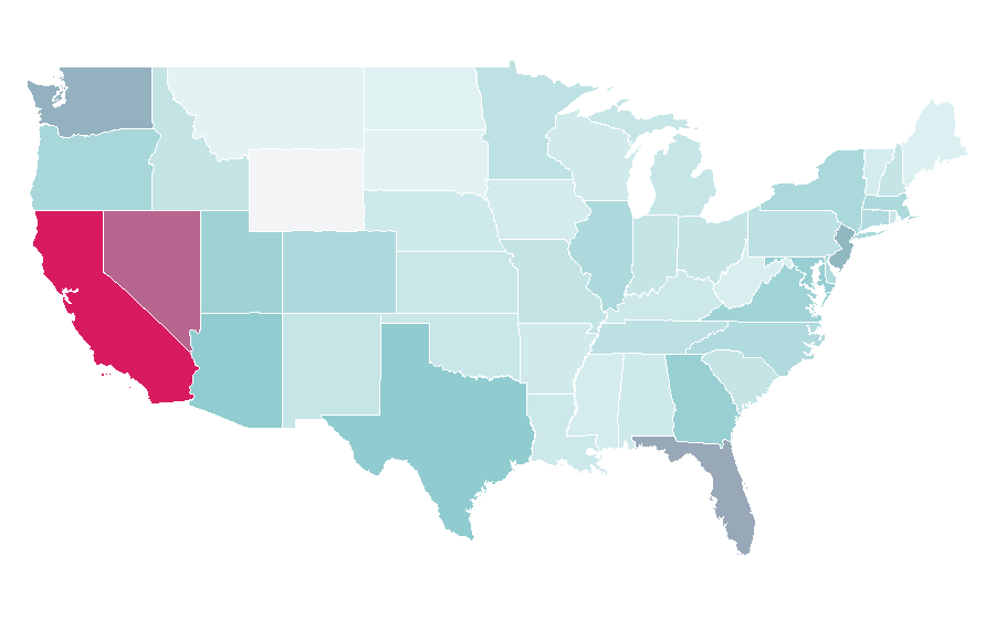 Affinität nach Region — Tesla Motors, USA