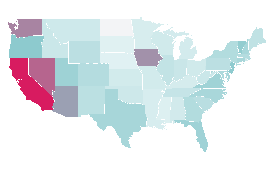 Affinité par région — Tesla Supercharger, États-Unis