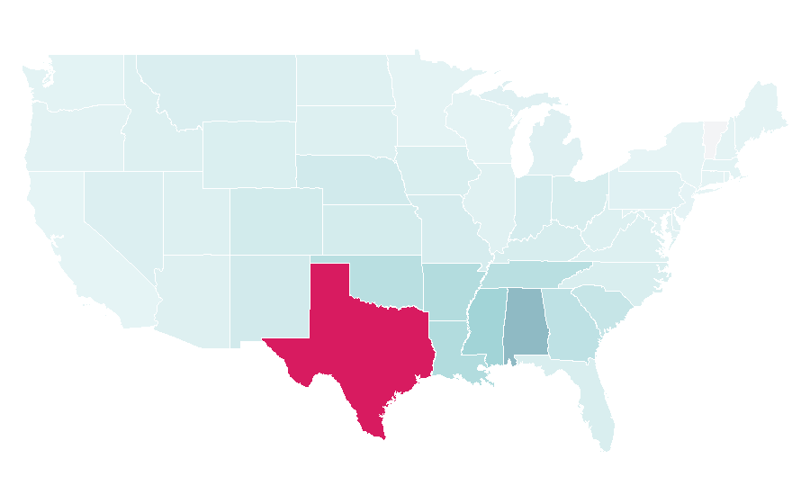 Affinity by region — Texas A&M Aggies football, United States