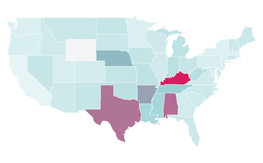 Affinity by region — Texas A&M Aggies men's basketball, United States