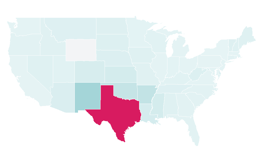 Affinity by region — Texas Tech Red Raiders baseball, United States