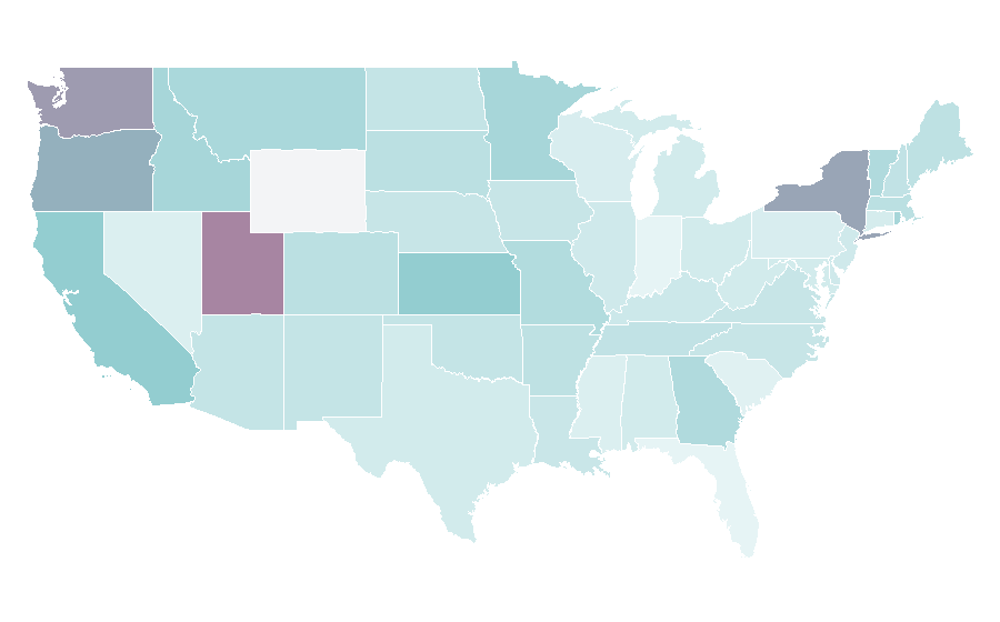 Affinity by region — Textile printing, United States