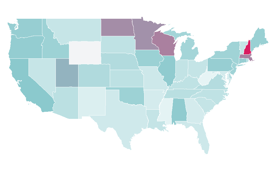 Affinity by region — The Bachelorette, United States