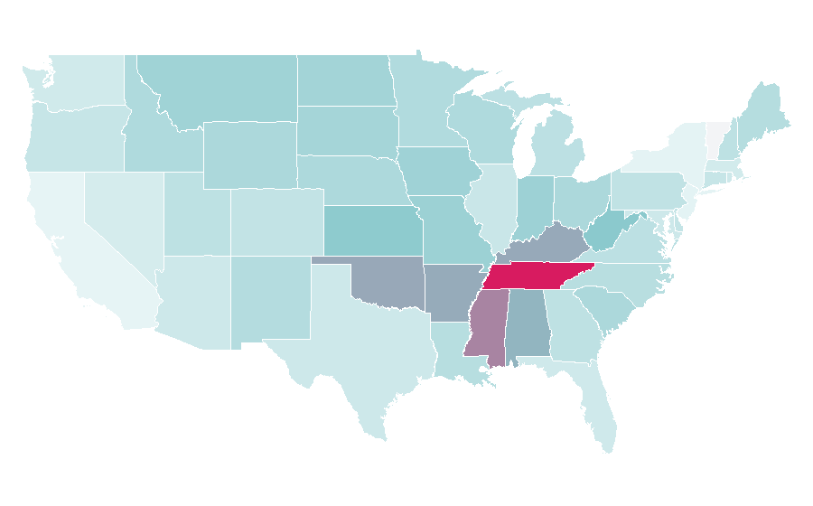 Affinity by region — The Band Perry, United States