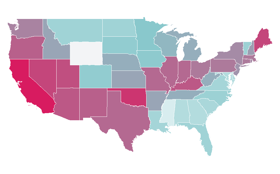 Affinité par région — The Beatles, États-Unis