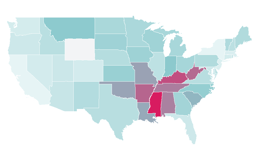 Affinity by region — The Beverly Hillbillies, United States