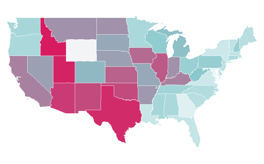 Affinity by region — The Break-Up, United States