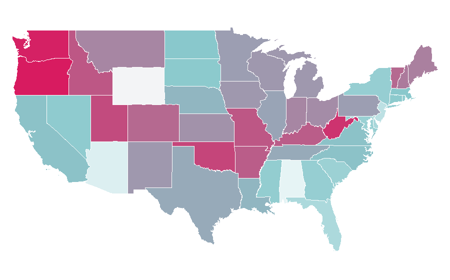 Affinity by region — The Cabin in the Woods, United States