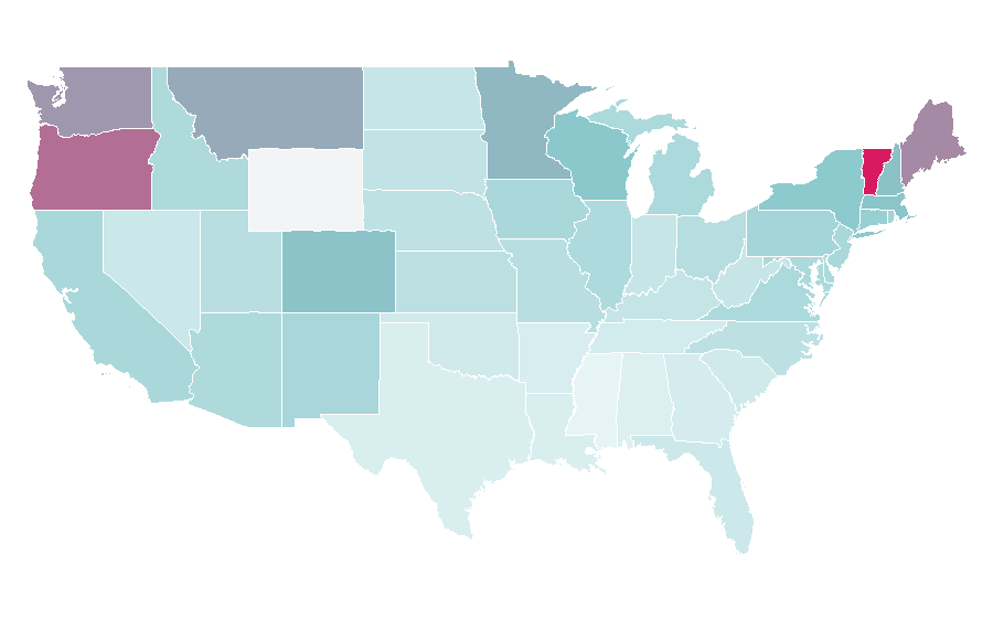 Affinité par région — The Daily Show, États-Unis