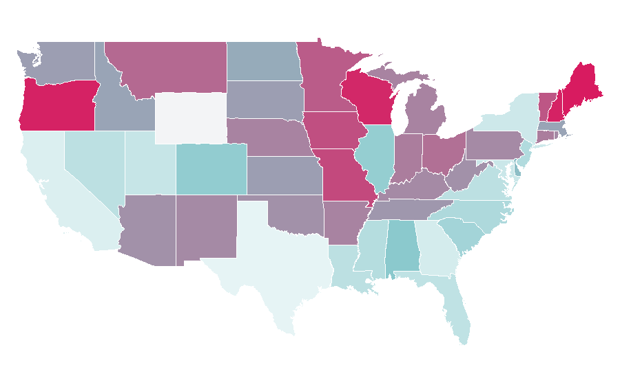 Affinity by region — The Hollies, United States
