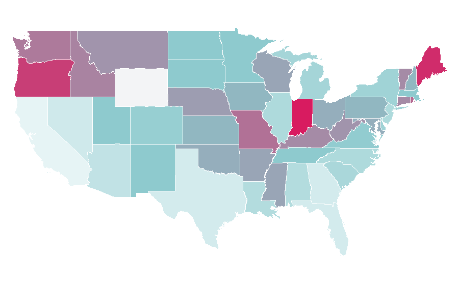 Affinity by region — The Joy of Painting, United States