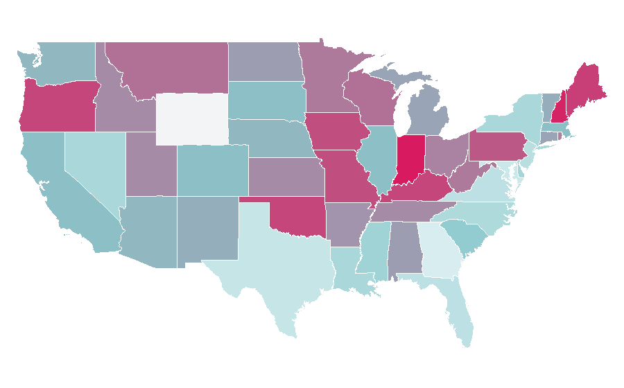 Affinity by region — The Mamas & the Papas, United States