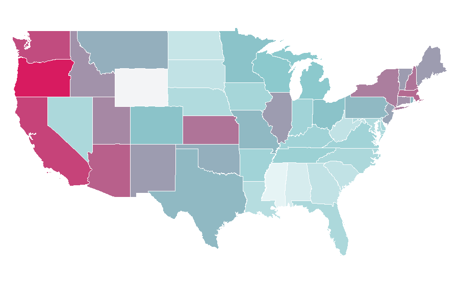 Affinity by region — The Marvelous Mrs. Maisel, United States
