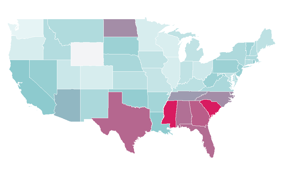 Affinity by region — The Necklace, United States