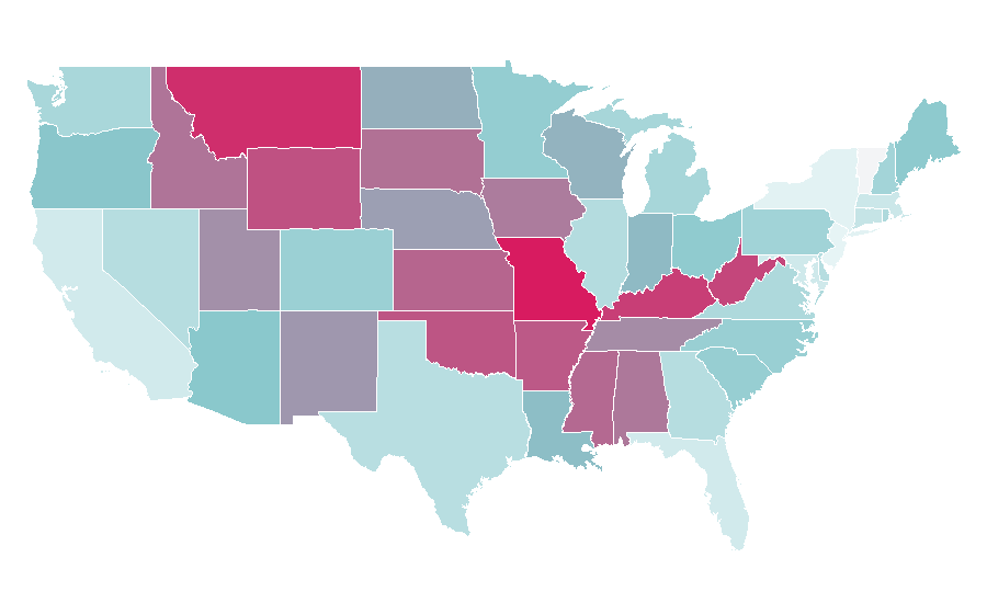 Affinity by region — The Outlaw Josey Wales, United States