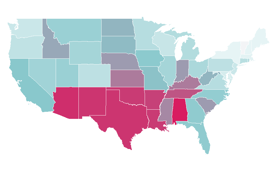 Affinity by region — The Passion of the Christ, United States