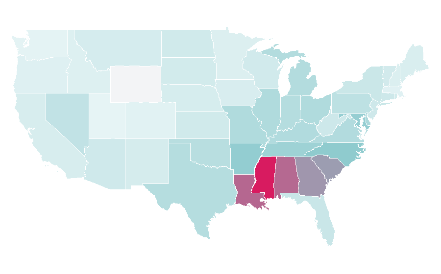 Affinity by region — The PJs, United States