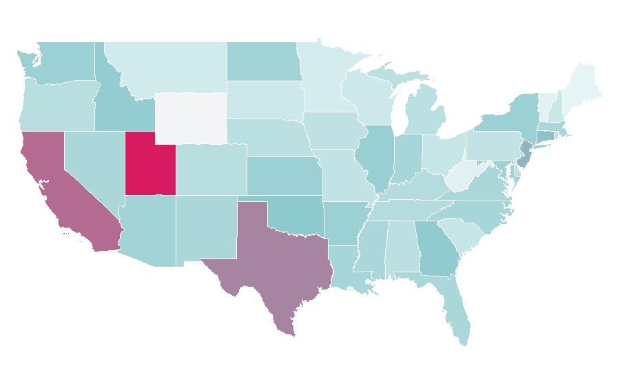 Affinity by region — The Pursuit of Happiness, United States