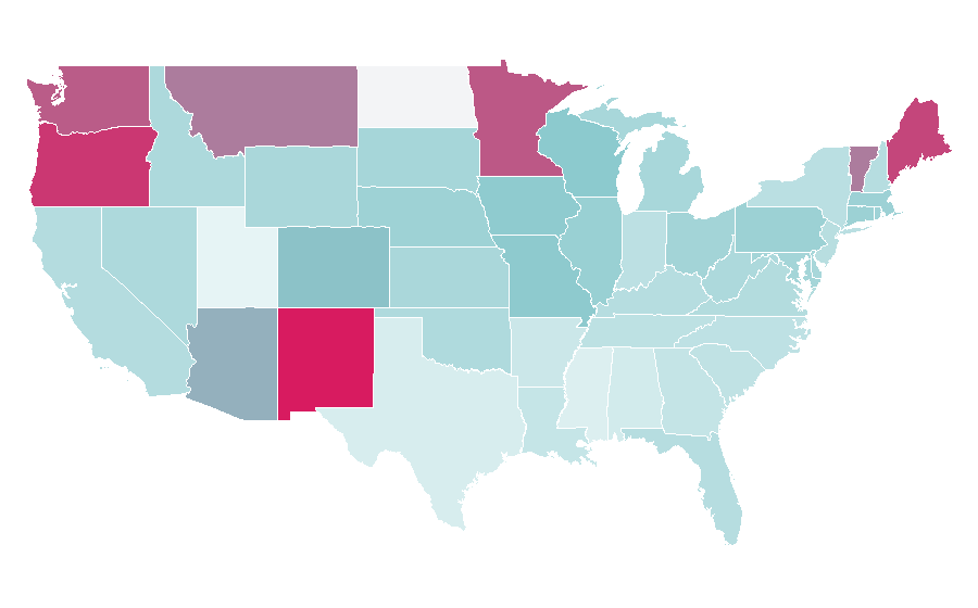 Affinity by region — The Raw Story, United States