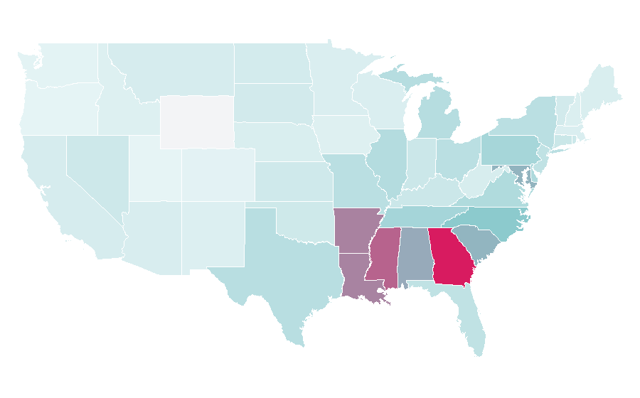 Affinity by region — The Real Housewives of Atlanta, United States