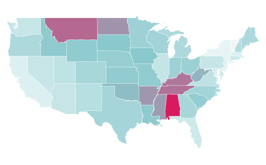 Affinity by region — The Red Clay Strays, United States