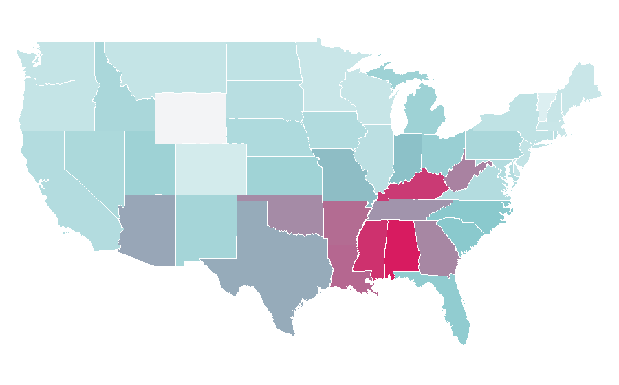 Affinität nach Region — The Vampire Diaries, USA