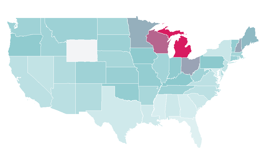 Affinity by region — The White Stripes, United States